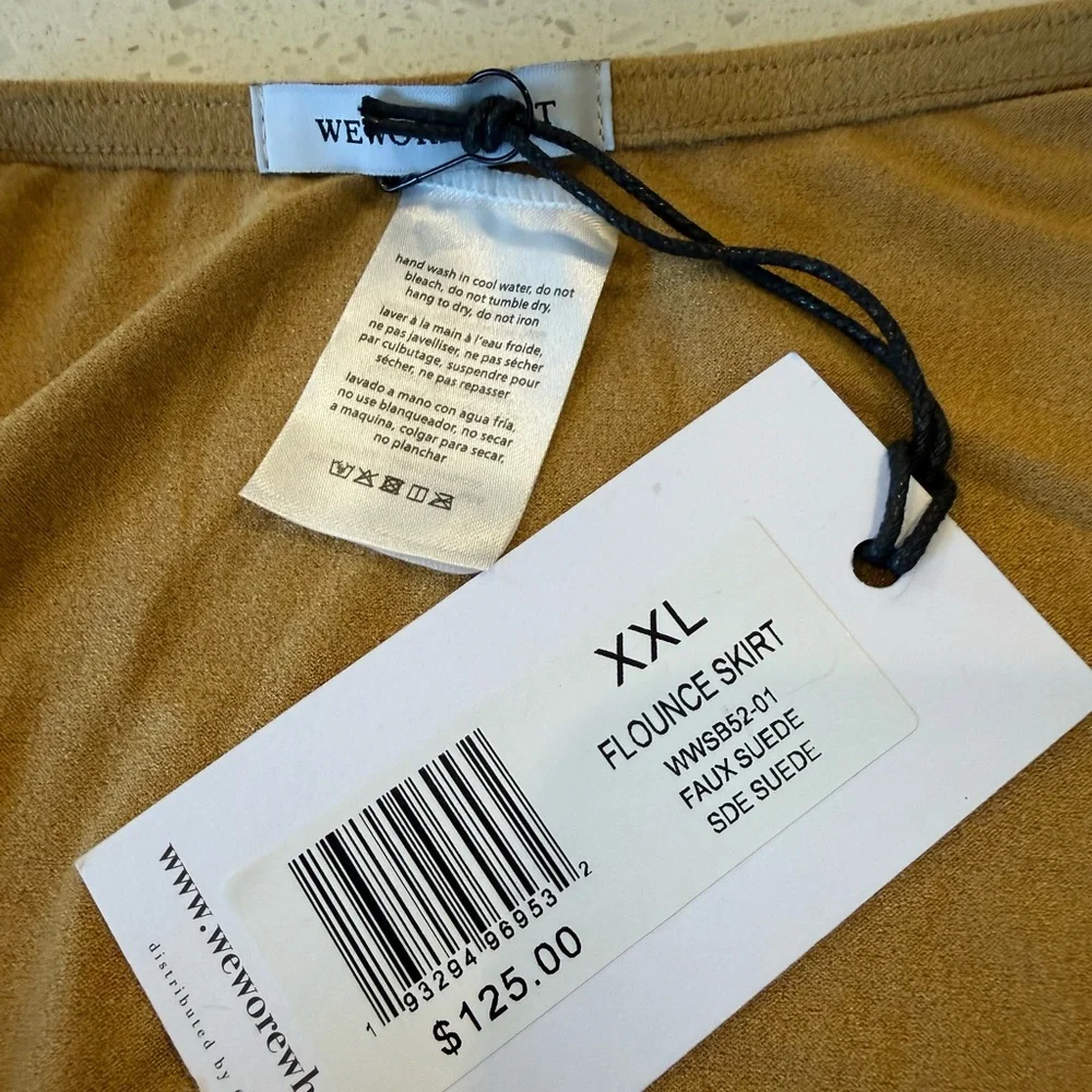 WeWoreWhat Faux Suede Flounce Skater Skirt XXL Camel Mini A-Line NWT Festival